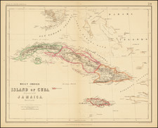 Florida, Cuba, Jamaica and Bahamas Map By Henry Darwin Rogers  &  Alexander Keith Johnston