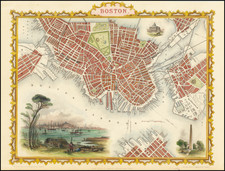 Massachusetts and Boston Map By John Tallis