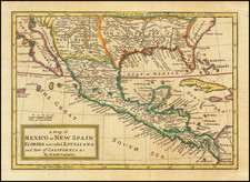 United States, Southeast, Southwest and California Map By Herman Moll