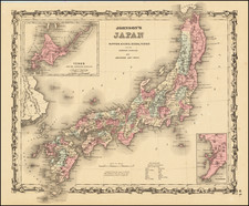 Japan Map By Alvin Jewett Johnson  &  Ross C. Browning