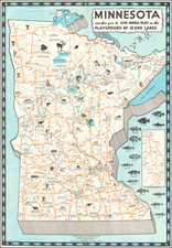 Minnesota and Pictorial Maps Map By Minnesota Tourist Bureau