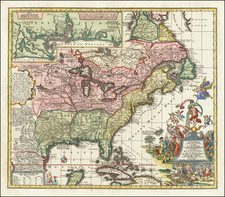 South, Southeast, Texas, Midwest and North America Map By Matthaus Seutter