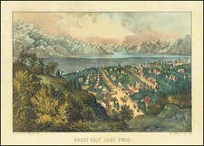 Utah and Utah Map By Nathaniel Currier  &  James Merritt Ives