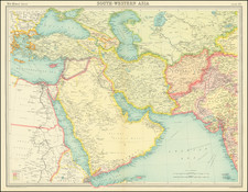 Central Asia & Caucasus, Middle East, Arabian Peninsula and Persia & Iraq Map By Times Atlas