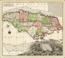 Caribbean and Jamaica Map By Matthaus Seutter