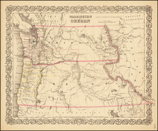 Oregon and Washington Map By Joseph Hutchins Colton