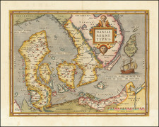 Sweden and Denmark Map By Abraham Ortelius