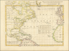 Atlantic Ocean, United States and North America Map By Thomas Jefferys