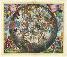 Western Hemisphere, Southern Hemisphere and Celestial Maps Map By Andreas Cellarius