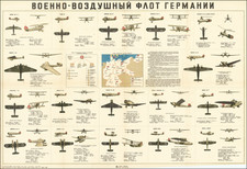 Russia, World War II and Germany Map By F.P. Konov