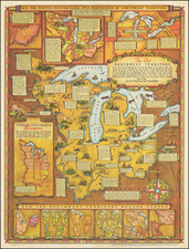 Midwest, Illinois, Indiana, Ohio, Michigan, Minnesota and Wisconsin Map By Fred Rentscher / Federal Art Project, WPA