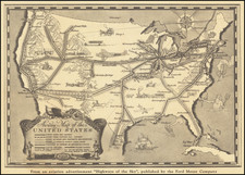 United States and Pictorial Maps Map By Ford Motor Company