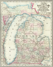 Michigan Map By George F. Cram