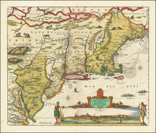 New England, New York State, Mid-Atlantic and Virginia Map By Nicolaes Visscher I