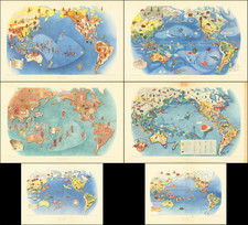 Pacific Ocean, North America, South America, Southeast Asia, Pacific and Pictorial Maps Map By Schwabacher-Frey Co. / H.S. Crocker Co. / Miguel Covarrubias