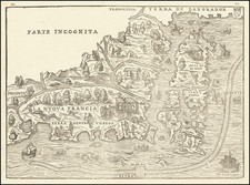 New England, Maine and Canada Map By Giovanni Battista Ramusio / Giacomo Gastaldi