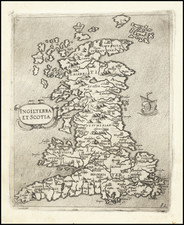 England, Scotland and Wales Map By Giovanni Francesco Camocio