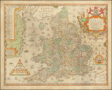 British Isles and England Map By Christopher Saxton