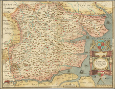 British Counties Map By Christopher Saxton