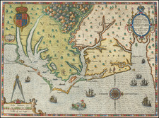 Mid-Atlantic, Southeast, Virginia and North Carolina Map By Theodor De Bry / John White