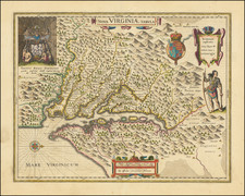 Mid-Atlantic, Southeast and Virginia Map By Willem Janszoon Blaeu