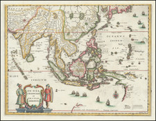 China, India, Southeast Asia, Philippines, Australia and Oceania Map By Matthaus Merian