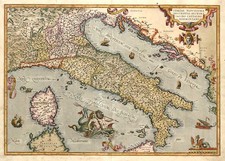 Europe, Italy, Mediterranean and Balearic Islands Map By Abraham Ortelius