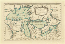 Midwest, Michigan, Wisconsin, Canada and Eastern Canada Map By Jacques Nicolas Bellin