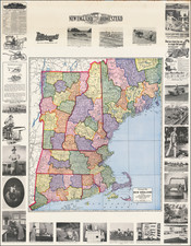 United States and New England Map By Geographical Publishing Co.