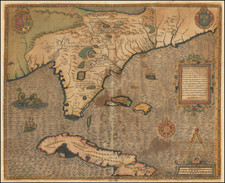 Florida, South, Southeast and Caribbean Map By Jacques Le Moyne