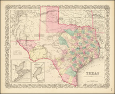 Texas Map By Joseph Hutchins Colton