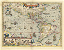 Western Hemisphere and America Map By Jodocus Hondius