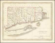 Connecticut and Rhode Island Map By Thomas Gamaliel Bradford