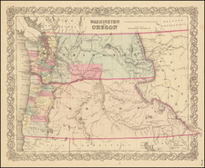 Idaho, Oregon and Washington Map By Joseph Hutchins Colton