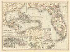 Florida, Mexico, Caribbean and Central America Map By Wm. Bradley & Co.