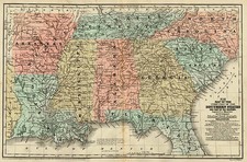 South and Southeast Map By Samuel Augustus Mitchell