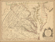 Mid-Atlantic, Maryland, Delaware, Southeast and Virginia Map By Gilles Robert de Vaugondy