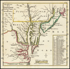 Nouvelle Carte de la Pensylvanie Maryland, Virginie et Nouvelle Iarsey By Richard Blome - Abraham Wolfgang