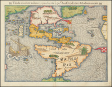 Western Hemisphere, North America, South America, Japan, Pacific and America Map By Sebastian Munster
