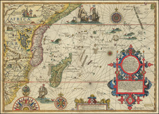 Indian Ocean, South Africa and East Africa Map By John Wolfe / Jan Huygen van  Linschoten