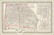 Alabama and Georgia Map By Samuel Augustus Mitchell Jr.