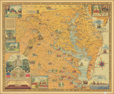 Washington, D.C., Maryland, Delaware, Virginia and Pictorial Maps Map By Ernest Clegg