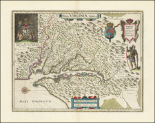 Mid-Atlantic, Delaware, Southeast and Virginia Map By Willem Janszoon Blaeu