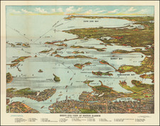 Massachusetts, Pictorial Maps and Boston Map By Union News Co.