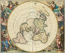 World, Northern Hemisphere and Polar Maps Map By Pieter van der Aa