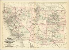 Arizona, Colorado, Utah, Nevada, New Mexico, Colorado, Utah and California Map By Alvin Jewett Johnson