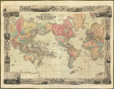 World Map By Joseph Hutchins Colton