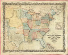 United States and Texas Map By Joseph Hutchins Colton