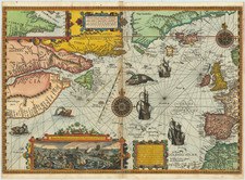 Polar Maps, Atlantic Ocean, New England, Western Europe, Iceland, Canada and Eastern Canada Map By Petrus Plancius / Cornelis Claesz