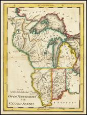 Midwest, Illinois, Indiana, Michigan and Wisconsin Map By Mathew Carey